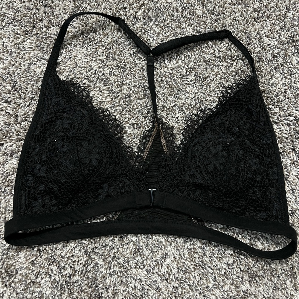 Victoria Secret Black Lace Bralette with Clip in Front and Razor Back